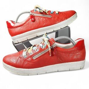 Remonte Ravenna D5803-33 Red Leather Low-Top Casual Sneakers‎ Women's 11.5/44